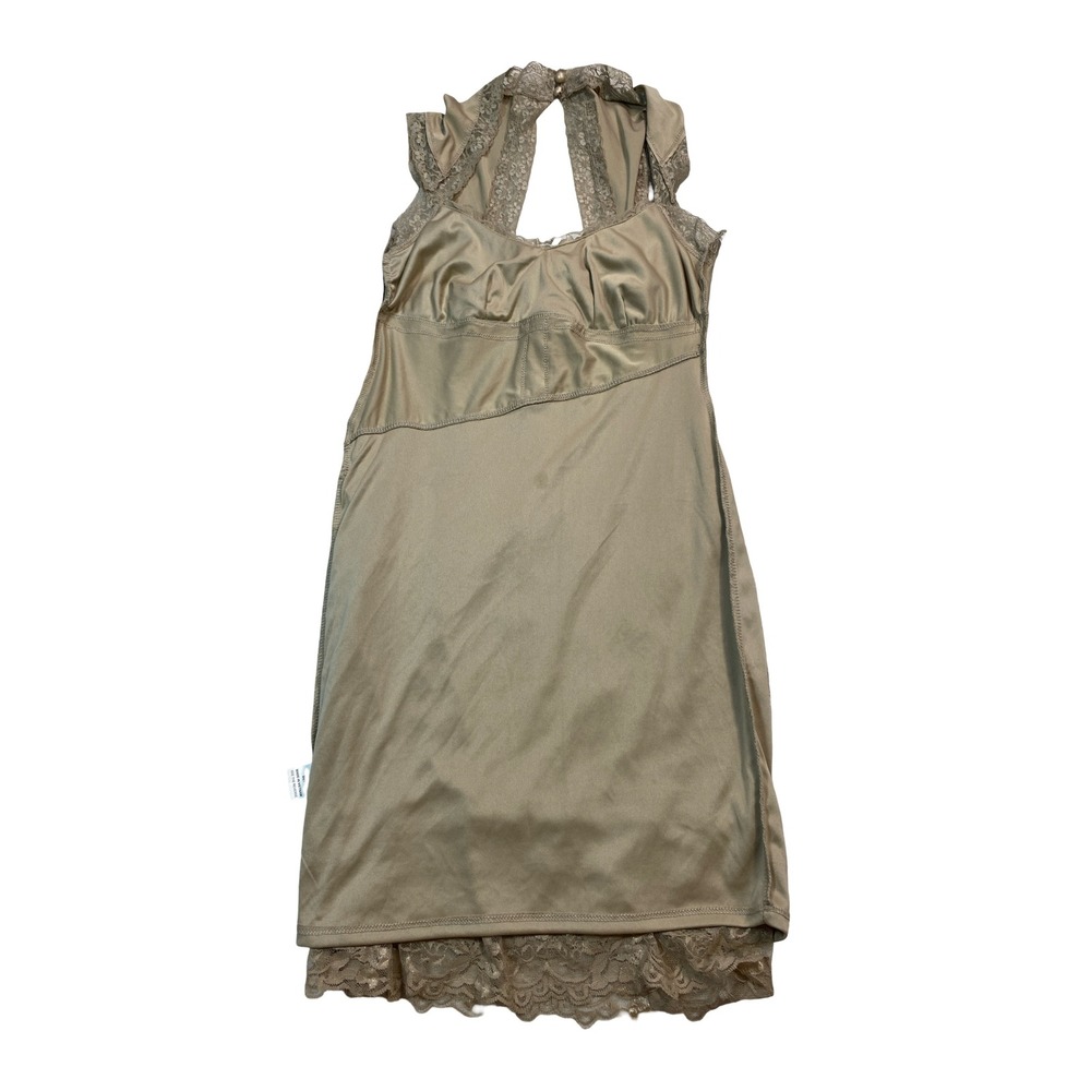 Silvergate Womens Lace Bodycon Dress Taupe Tan Open Keyhole Back Sleeveless S - Picture 10 of 11